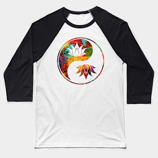 Lotus in Yin Yang Baseball T-Shirt